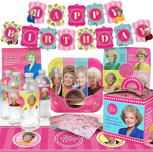 Golden Girls Birthday Party Decorations (Basic Pack for 8) Complete Set with Banner and Table Cover