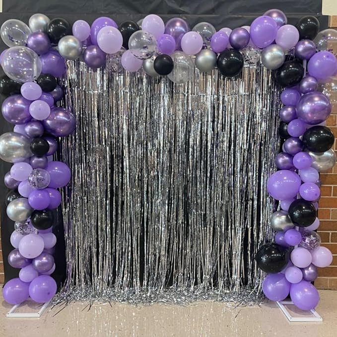 Purple Pink Balloons 12 Inch Purple Pink Black Balloons 35 Pcs Mermaid Halloween Balloon Set with Metallic Confetti Balloon for Girls Wedding Bride Shower Baby Shower Birthday Party Decorations