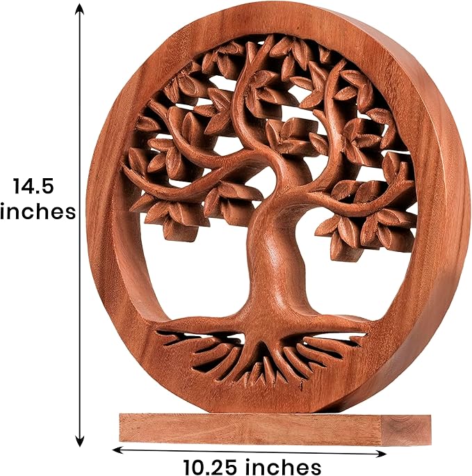 Decozen Solid Wood Tree Sculpture - Christmas Decor, Home Decor, Living Room, Boho, Coffee Table, Centerpiece Table Decorations, Mantle, Dining Table Centerpiece, Bathroom Shelf, Farmhouse