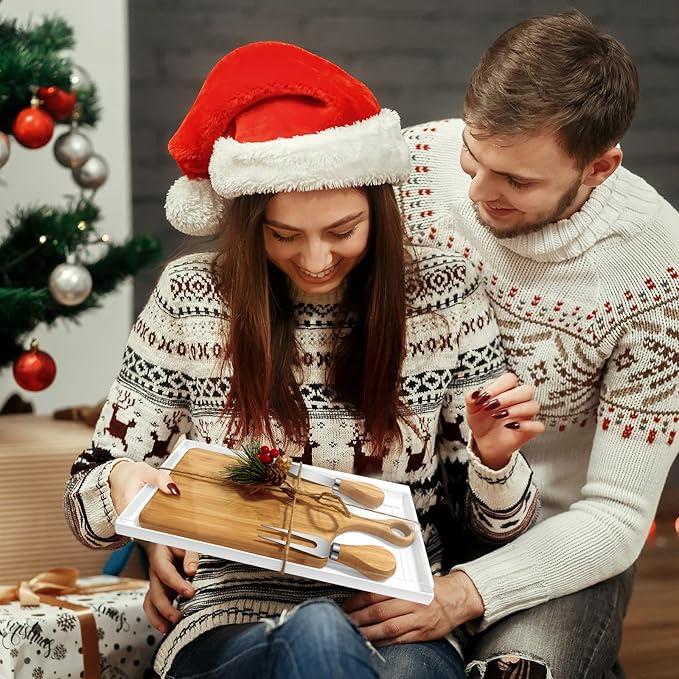 36 Set Christmas Gifts Bridal Shower Favor Bamboo Wooden Square Cheese Board Gift Set Cheese Knives Mini Cutting Board Bulk Set Tags and Boxes Christmas Party Birthday