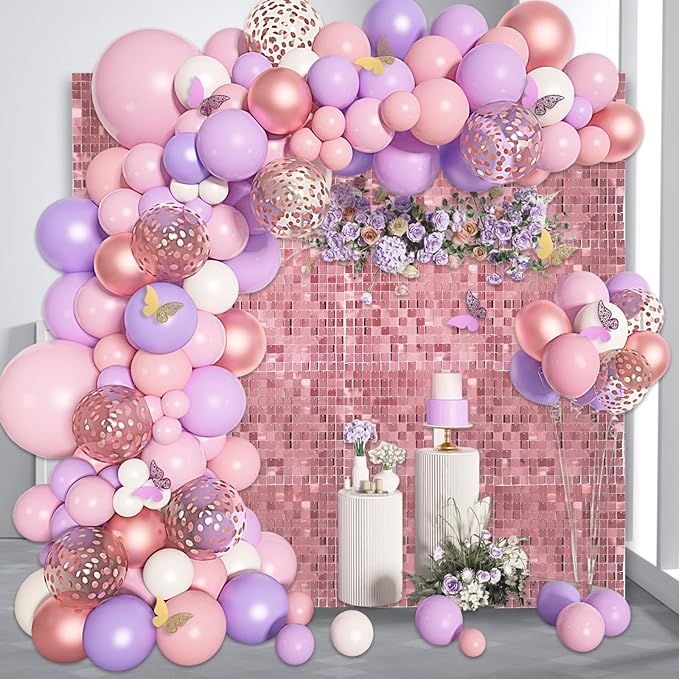 36 PCS Deep Pink Shimmer Wall Backdrop, Square Sequin Photo Backdrops Panel, Glitter Wall Background for Birthdays, Weddings, Halloween, Engagements, Disco Bachelorette Party Decoration (6FTx6FT)