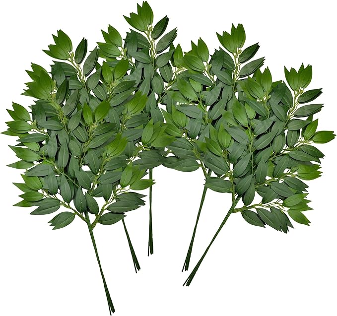 18Pcs Italian Ruscus Greenery Stems Artificial Silk Greenery Leaves Garland Vines Hanging Spray for DIY Wedding Arch Bouquet Filler Table Centerpieces Home Indoor Decor