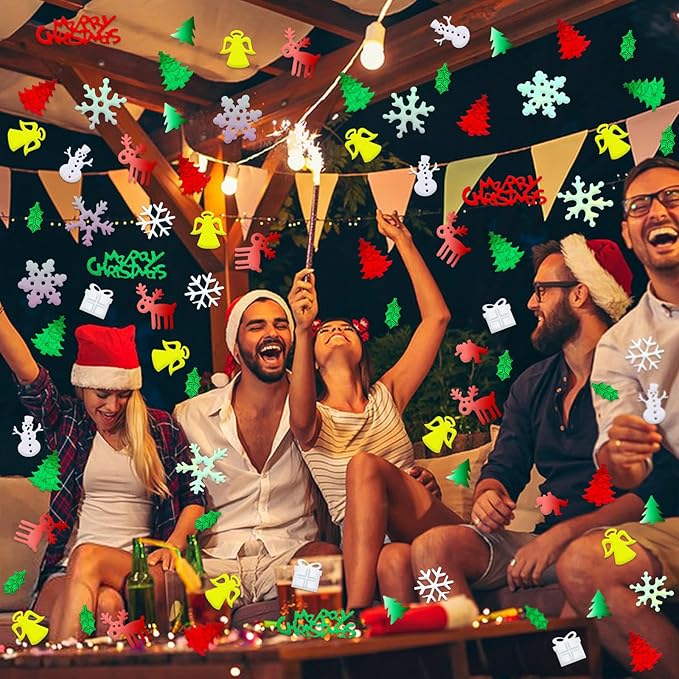 MARFOREVER Christmas Day Confetti Glitter Table Decorations Party Scatter Confetti, Red Green White Party Decorations Table Confetti Sprinkles Snowflake Santa Elk for Christmas Party Supplies Decor
