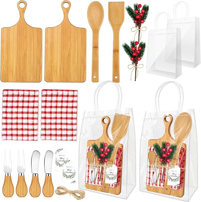 2 Set Christmas Gifts Kitchen Utensils Set Bamboo Spatula Mini Cheese Board Tag for Christmas Holiday Gift Kitchen utensils