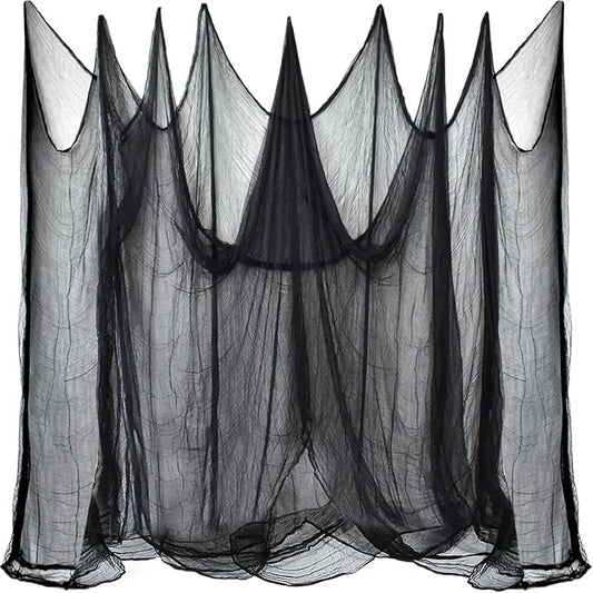ZeeDix Halloween Black Creepy Cloth 85 x 600in Giant Home Deco Spooky Scary Gauze Cloth for Halloween Party Supplies Haunted Houses Outdoor Yard Wall Doorways Decoration