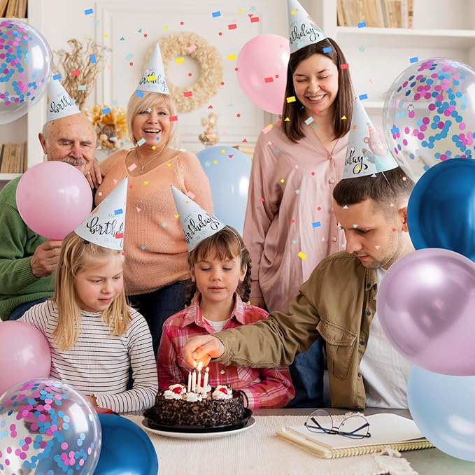 Gender Reveal 60 Pcs Balloon Decorations Arch Kit,12 Inch Pink and Blue Latex Balloons and Pink and Blue Confetti Balloons for Birthday Party Decorations Bridal Wedding Graduation Decoration