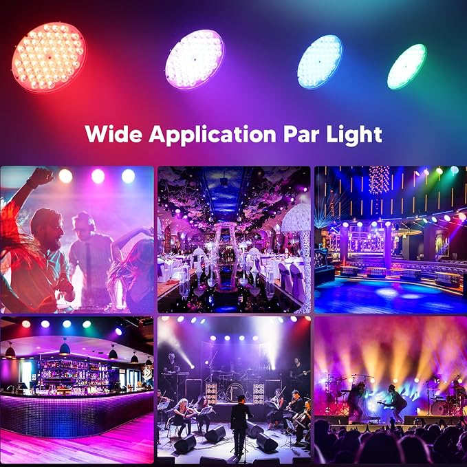 Big Dipper LED Stage Lights Par Lights 54X4W RGBW 4in1 Bright Lighting with High CRI Master-Slave DMX 512 Sound Activated Uplights for Event Concert Club Church 4 Pack