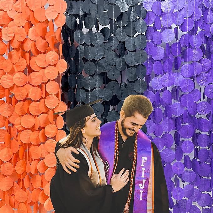 192 Ft Orange Purple Black Party Decorations Polka Dots Streamer Garland Backdrop for Halloween Graduation Birthday Baby Shower Wedding Engagement Bachelorette Bridal Shower Holiday Party Supplies