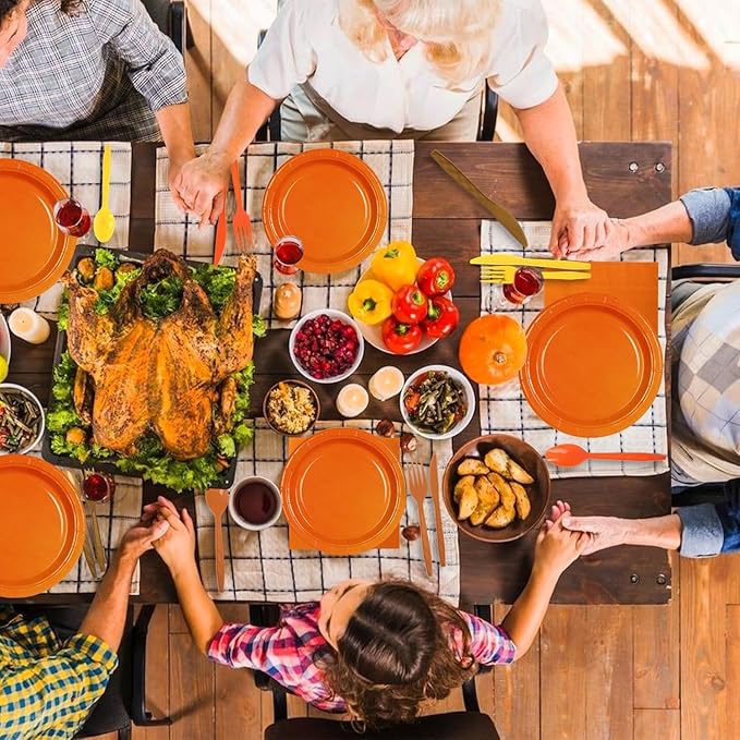 Plastic Silverware Heavy Duty Plastic Cutlery Set Heavyweight Disposable Flatware Includes Spoons Forks Knifes for Birthday Party Prom Night Wedding Dinner (180, Yellow Orange Brown)