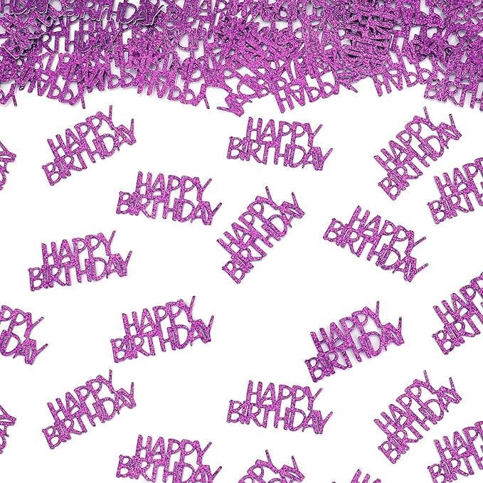 Purple Happy Birthday Confetti Girl Birthday Party Decorations Glitter Table Scatters for Adult Women Birthday Anniversary DIY Crafts Party Supply 100PC