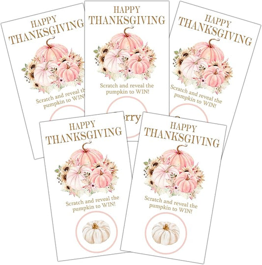 Thanksgiving Scratch Off Cards, Autumn Pumpkin Games For Family Party, Friendsgiving Party Favors For Adults, Pink Thanksgiving Supplies Decorations, Pack Of 50, 06