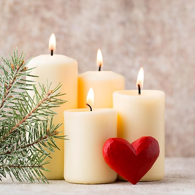 Unscented Pillar Candles - Set of 4 Vanilla Candles - 3x6 Slow Burning Candles for Weddings & Table Centerpieces - Large Pillar Candles, PARNOO