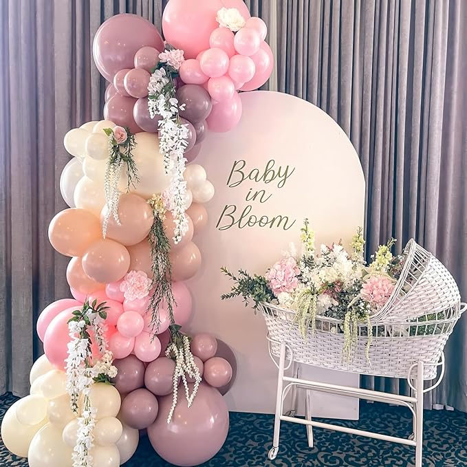 Pink and Purple Balloons 12inch Dusty Purple Blush Pink Balloon for Neutral Birthday Party Decorations Pale Nude Apricot Latex Balloons for Arch Boho Bridal Wildflower Baby Shower