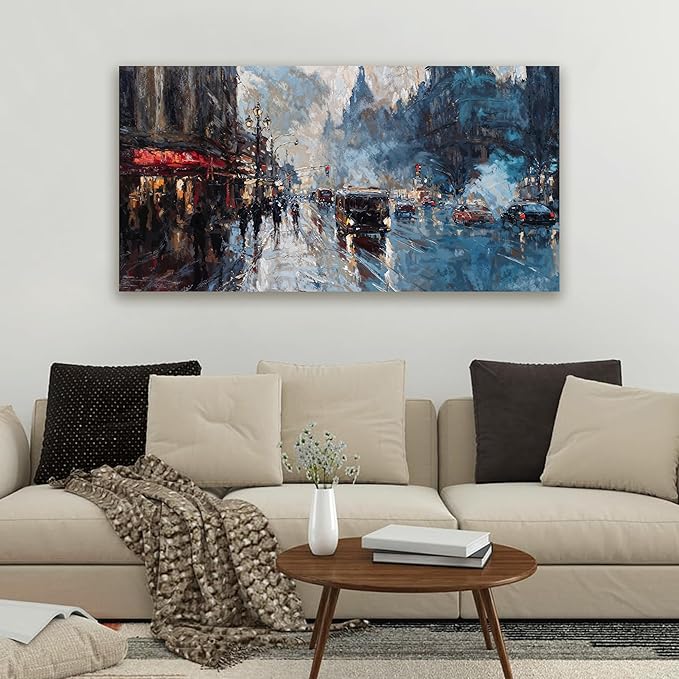 Canvas Wall Art Decor Modern Wall Art Pictures for Living Room Abstract Canvas Art Wall Decor City Corner Wall Art Prints Artwork for Walls Wall Decorations Bedroom Home Aesthetic Wall Art Decor 20" X 40"