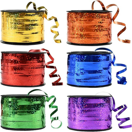 BEISHIDA 6 Assorted Colors Curling Ribbons Balloon String Ribbons - Rainbow Balloons 6 Rolls for Gift Warppping Birthday Easter Party Decorations