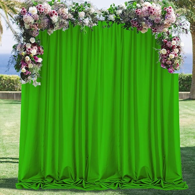 10ft x 8ft Green Screen Backdrop for Photography, High Density Backdrop Curtains, Backdrops for Photoshoot for Photography, Video Calls, Streaming, Gaming, Greenscreen Background, 5ft x 8ft, 2 Panels