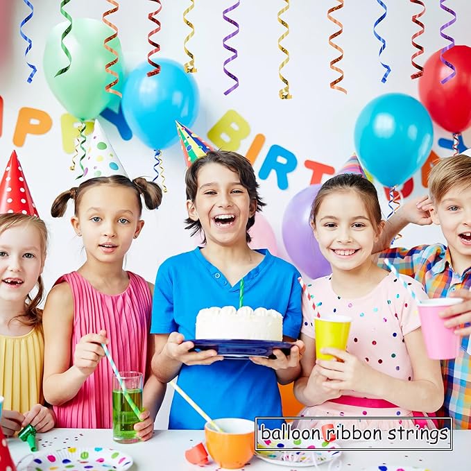 BEISHIDA 6 Assorted Colors Curling Ribbons Balloon String Ribbons - Rainbow Balloons 6 Rolls for Gift Warppping Birthday Easter Party Decorations