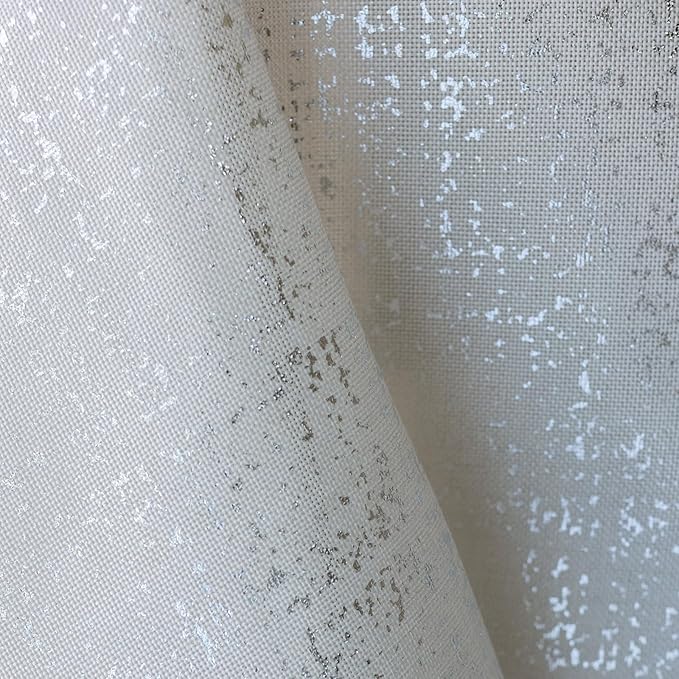 Benson Mills Gold Mine Foil Printed Fabric Table Cloth, Holiday, Winter, Thanksgiving, and Christmas Tablecloth (60" x 104" Rectangular, Gold Mine Ivory/Silver)