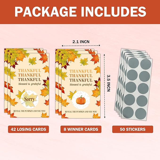 Thanksgiving Scratch Off Cards, Autumn Pumpkin Games For Family Party, Friendsgiving Party Favors For Adults, Thanksgiving Supplies Decorations, Pack Of 50, 07
