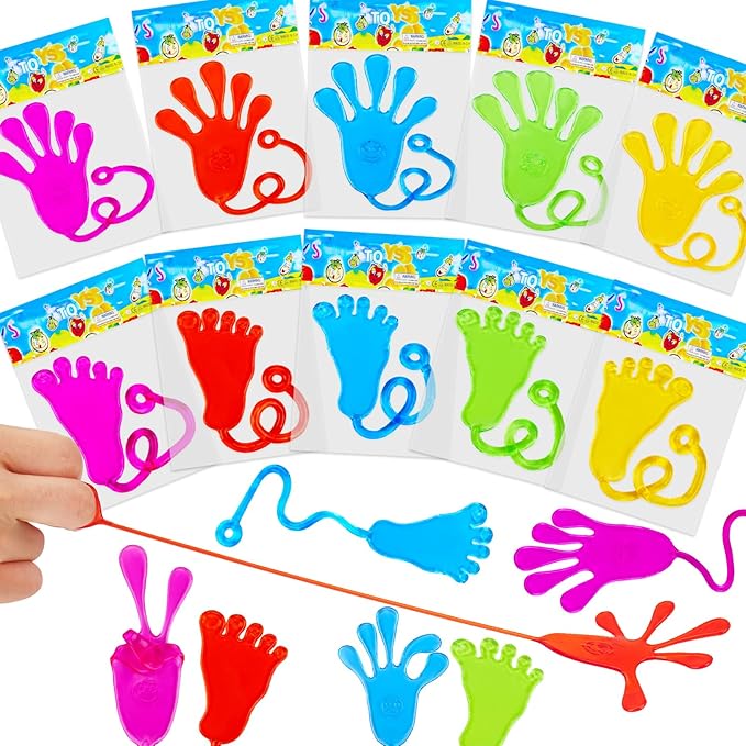 24pcs Sticky Hands Feet for Kid Party Favor Easter Egg Filler Goodie Bag Stuffer Treasure Box Toy Classroom Prize Student Return Gift Bag Stuff Bulk Toy Pinata Filler Small Favor Slap Hand Supplies