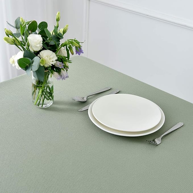 maxmill Jacquard Square Tablecloth Stain Resistant Spillproof Wrinkle Free Washable Soft Table Cloth, Decorative Fabric Table Cover for Dining Room, Indoor and Outdoor Use, 52 x 52 Inch Sage Green