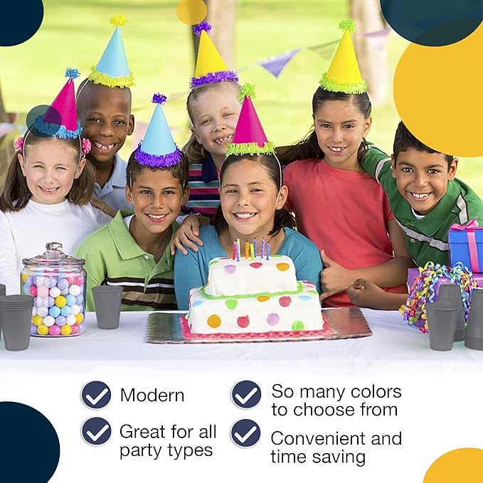 Exquisite Party Solids 12 Oz Silver Plastic Cups For Party Supplies 50 Pack | Silver Disposable Cups Plastic | Disposable Drinkware For Parties, Events & Everyday