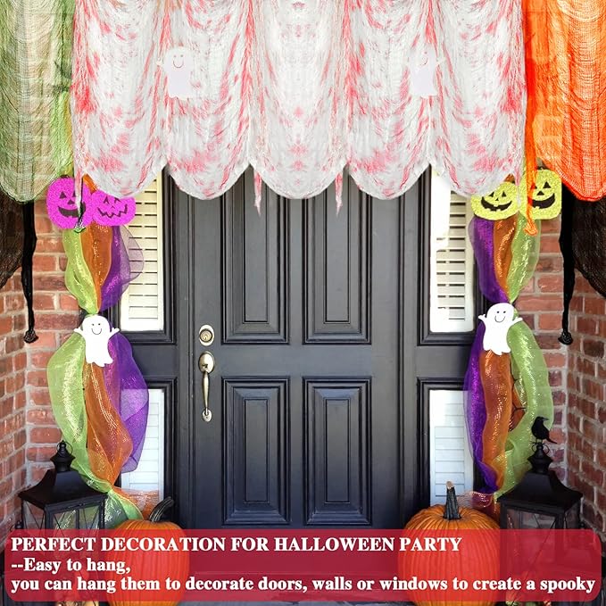 ZeeDix 6 Pack Halloween Creepy Cloth 30 x 75 Inch Halloween Decoration Spooky Scary Gauze Cloth for Party Supplies Outdoor Yard Home Doorways(6 Colors)