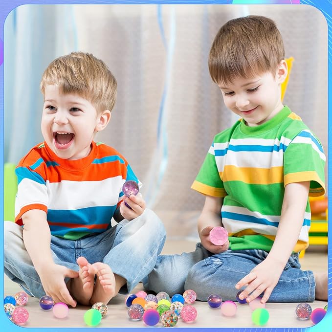 Ayfjovs 20 Pieces 5 Styles Bouncy Balls, 32mm Rubber Balls, Small Bouncy Balls for Kids Party Favors, Prizes, Easter Goodie Bags Stuffers, Birthday Party