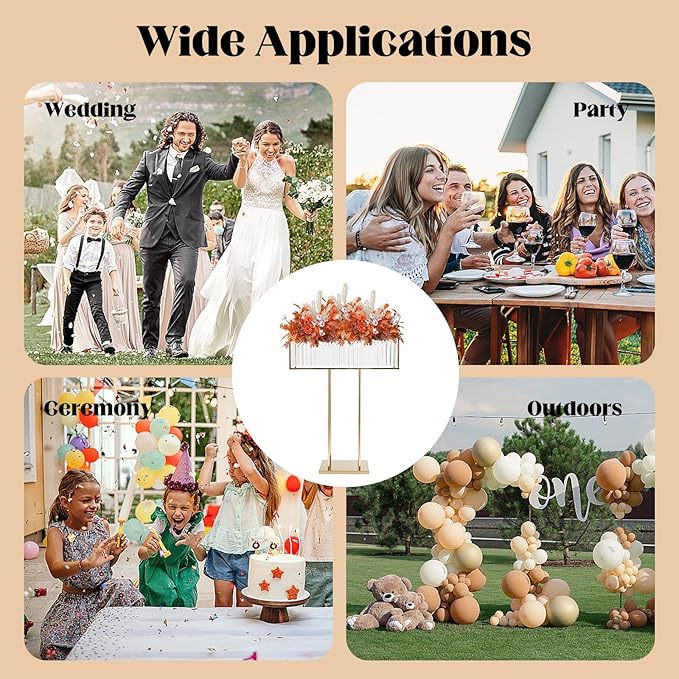 Tall Crystal Flower Stand for Wedding Centerpieces – 28" x 12" Gold Metal Pedestal with Sparkling Crystal Pendants, Elegant Flower Vase Stand for Tables, Parties, Banquets & Event Decorations