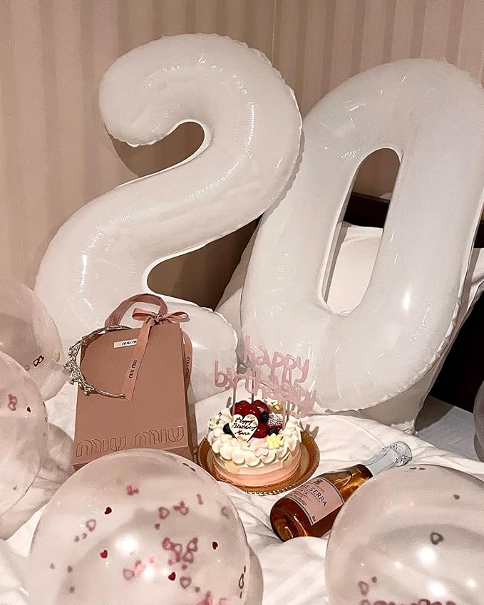 White Number 9 Balloon 40 Inch, 9th Birthday Party Decorations for Children, Giant 9 Foil Balloon for Party Supplies