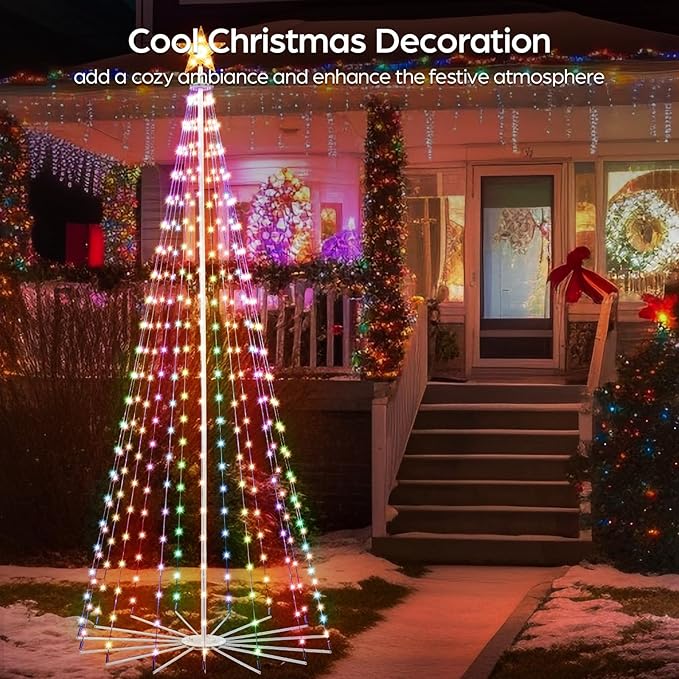 8 FT Outdoor Christmas Tree,Smart APP Remote Control RGB Color Changing DIY Timer LED Christmas Tree for Indoor Outdoor Decorations