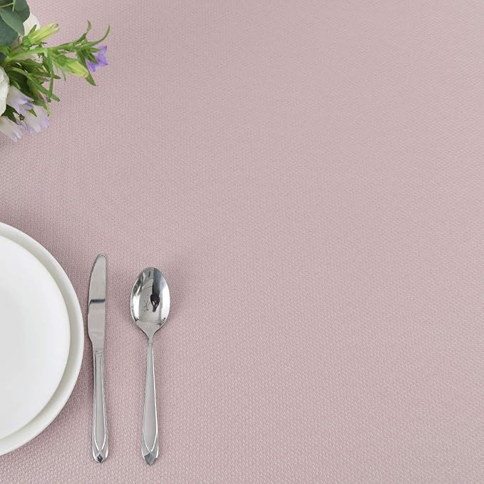 maxmill Textured Tablecloth Stain Resistant Waterproof and Wrinkle Resistant Washable Soft Table Cloth, Fabric Table Cover for Dining Room and Outdoor Use, Rectangle 60 x 120 Inch, Dusty Pink
