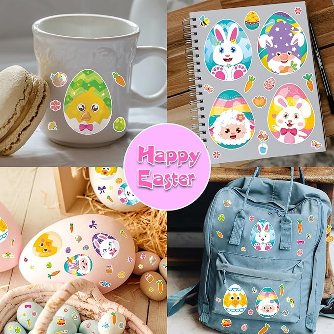 Aowplc 32 Sheets Easter Make A Face Animal Stickers Mix and Match Easter Crafts for Kids Party Favors Supplies