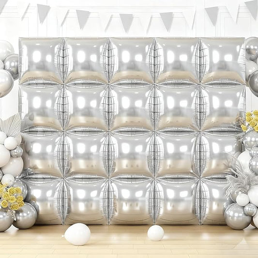 20PCS Gold Square Balloons, Metallic Balloon Wall Tunnel Double Sided Gold & Silver Foil Balloons Kit for Christmas New Year Graduation Birthday Party Backdrop Decorations