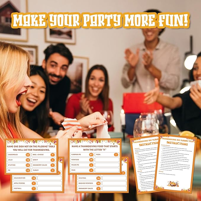 Thanksgiving Party Games for Adults, Thanksgiving Friendly Feud Game, Fall Holiday Party Games, Family Game Night Supplies, Autumn Fun Feud Trivia Quiz for Family Friends, 04