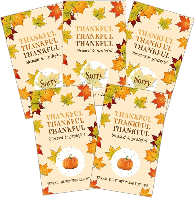 Thanksgiving Scratch Off Cards, Autumn Pumpkin Games For Family Party, Friendsgiving Party Favors For Adults, Thanksgiving Supplies Decorations, Pack Of 50, 07