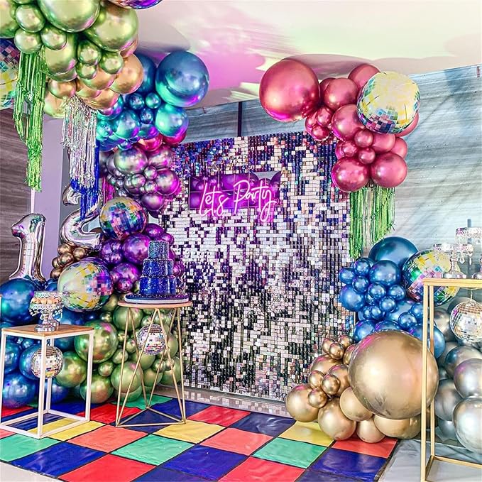 Metallic Balloons, 12 Inch Rainbow Chrome Balloons, 35Pcs Assorted Colors Multicolor Metallic Purple Red Green Blue Silver Rose Gold Latex Balloons for Kids Birthday Wedding Carnival Party Decorations