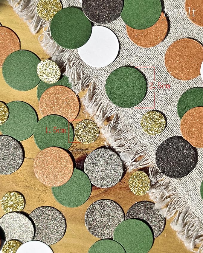 Brown Confetti Glitter Table Decorations Golden Greenery Scatter Surprise Paper Craft Supplies Anniversary Birthday Party Bridal Baby Shower Party Wedding Gift Circle Dots Decor 100 Pcs