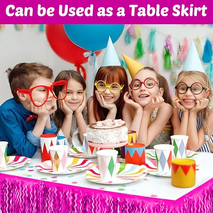 6 Pack 10 Feet Rose Red Wave Foil Fringe Garland Metallic Tinsel Streamers Banner Wall Hanging Curtain Backdrop for Parade Floats, Mother's Day, Easter, Wedding, Birthday Party Decoration