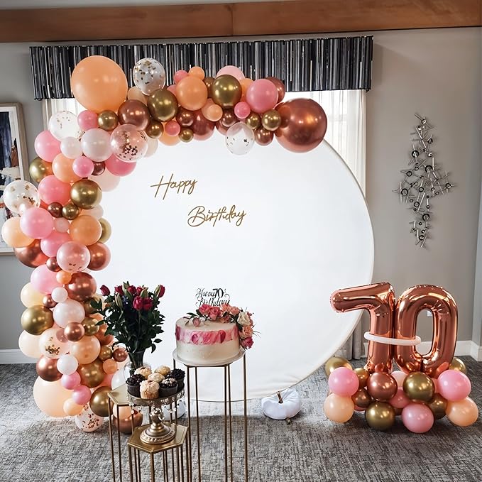Rose Gold Balloons, 60 Pcs 12 Inch Nude Pastel Pink Balloons, Beige Metallic Gold Matte White Balloon for Boho Wedding Bridal Shower Princess Party Girls Women Birthday Baby Shower Decoration Supplies