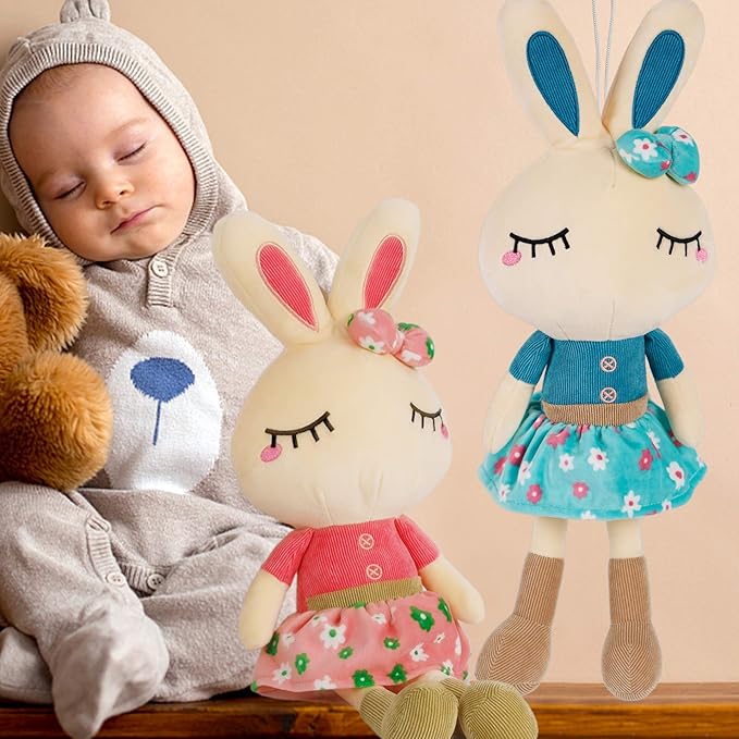 Set of 2 Easter Bunny Plush for Kids, 18.3" Easter Stuffed Animal, Big Rabbit Toys Cute Birthday Gifts for Boy Girl, Pink & Blue
