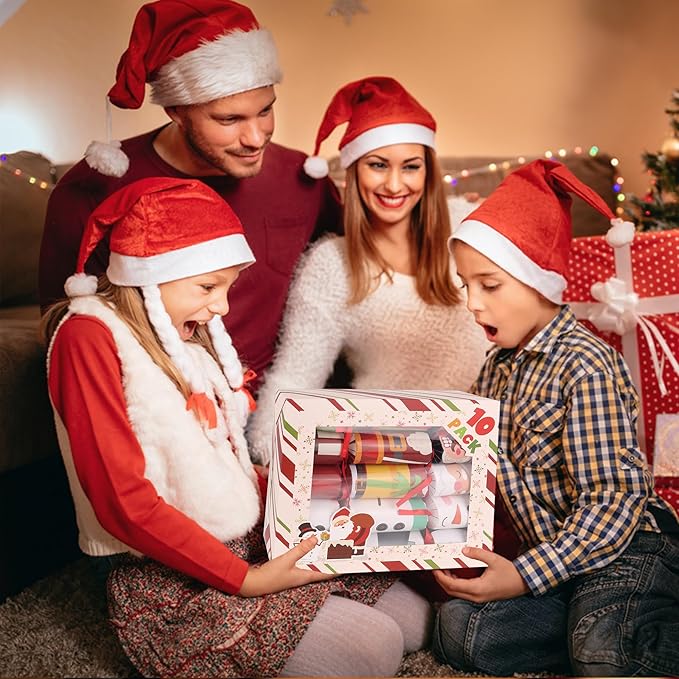 10 Pack Christmas Party Table Favors for Kids Adults, Xmas Party Favors Holiday Dinner Table Gifts with Hats Jokes Surprise Toys, Christmas Party Supplies Table Decorations for Family Office Classroom