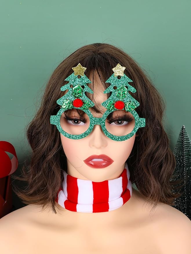 24PCS Christmas Glasses, Christmas Party Favors, Santa Glasses Frames for Xmas Decorations Accessories Supplies