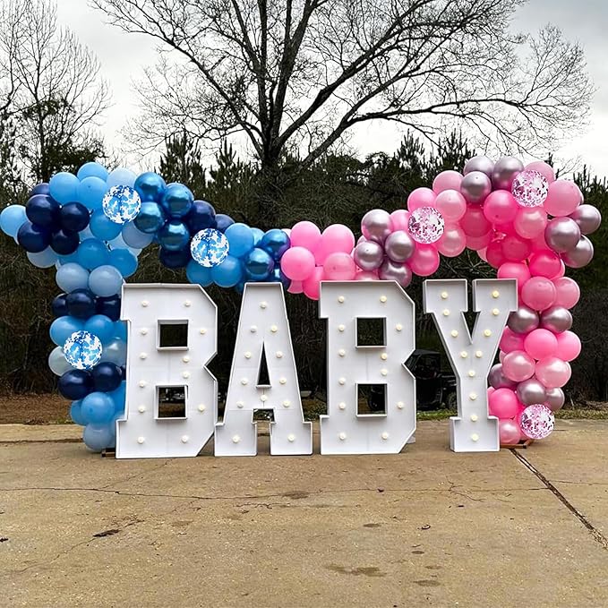 Pink Blue Balloons 35 Pcs 12 Inch Pastel Pink and Blue Confetti Balloons Gender Reveal Boys or Girls Theme Helium Latex Balloon Set for Bridal Shower Baby Shower Wedding Birthday Party Decorations