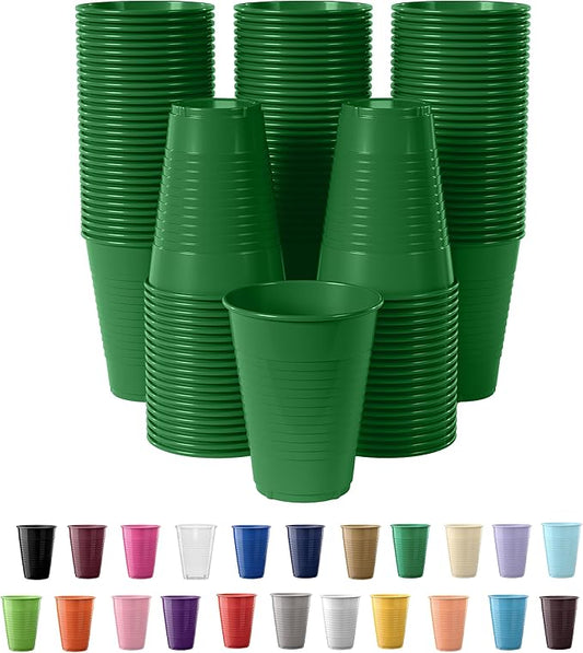 Exquisite Party Solids 12 Oz Green Plastic Cups For Party Supplies 50 Pack | Green Disposable Cups Plastic | Disposable Drinkware For Parties, Events & Everyday