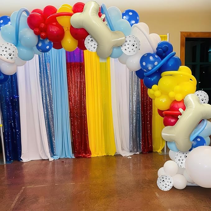 Dog Balloons, Red Yellow Blue Paw Print Balloons with 18 Inch Bone Foil Balloon, Dog Paw Latex Animal Balloon for Boy Kids Birthday Cartoon Theme Puppy Party Decorations Backdrop Supplies