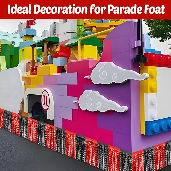 6 Pack 10 Feet Black Red Wave Foil Fringe Garland Metallic Tinsel Streamers Banner Wall Hanging Curtain Backdrop for Parade Floats, Mother's Day, Easter, Wedding, Birthday Party Decoration