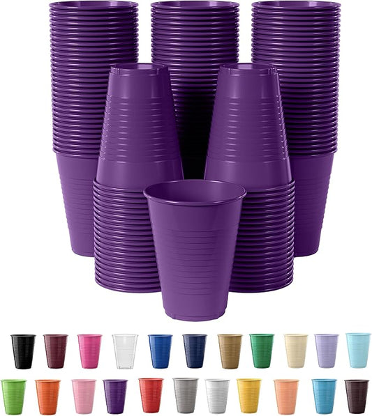 Exquisite Party Solids 12 Oz Purple Plastic Cups For Party Supplies 50 Pack | Purple Disposable Cups Plastic | Disposable Drinkware For Parties, Events & Everyday