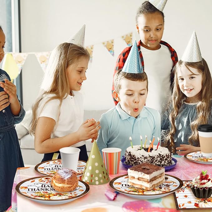 Egami 40pcs Thanksgiving Party Supplies,include 20 Dessert plate and 20 Napkin,Thanksgiving Party Plate Napkin Set，Used for Maple Leaf Party Decoration