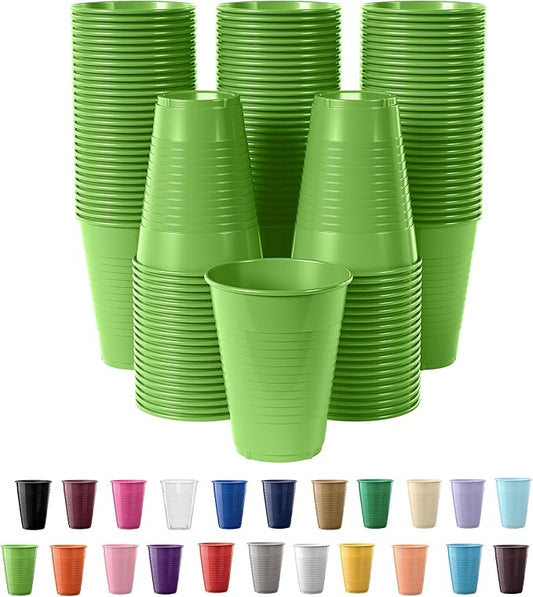 Exquisite Party Solids 12 Oz Lime Green Plastic Cups For Party Supplies 50 Pack | Lime Green Disposable Cups Plastic | Disposable Drinkware For Parties, Events & Everyday